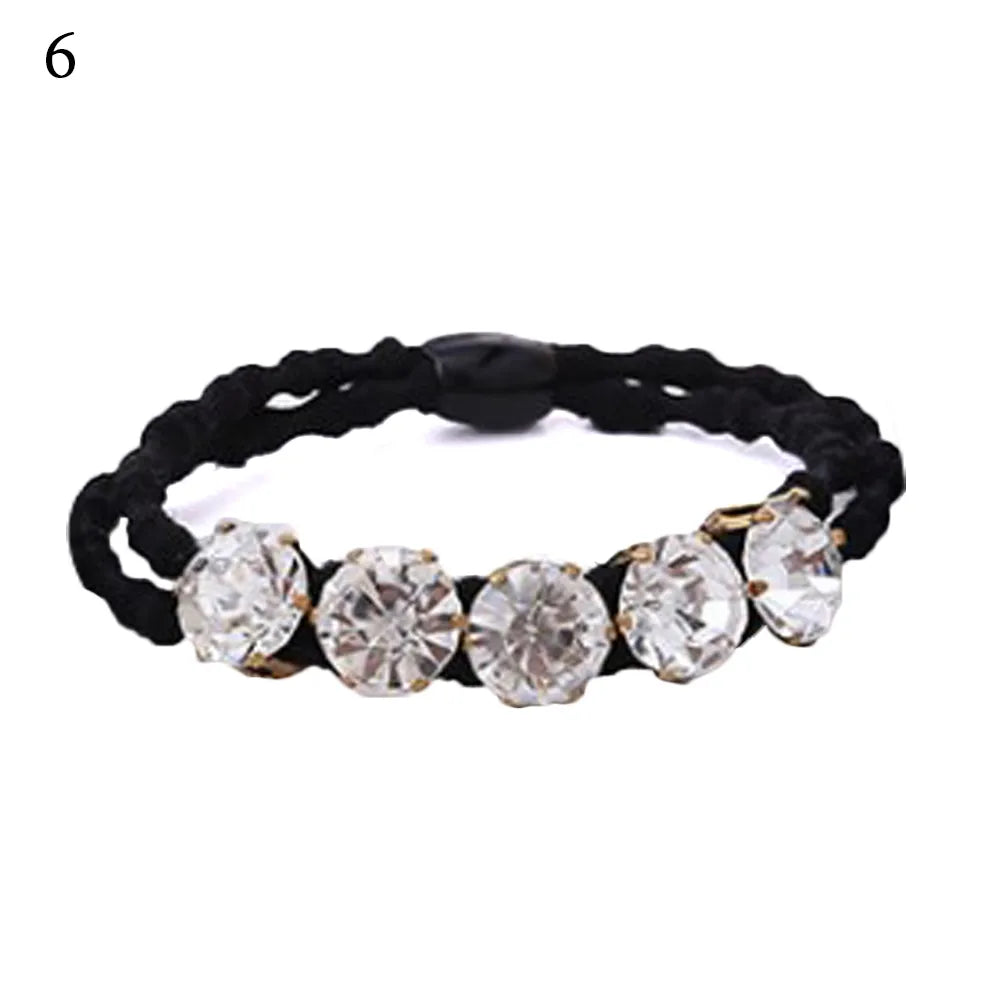 Luxe Noir Sparkle: Singular Black Diamond Elastic Hair Elegance.Hair accessories for brides. Hair accessories in USA. Bride accessories in USA. Bridal hair accessories in USA. Kids hair accessories in USA. Girls hair accessories. Hair products. Beautiful hair accessories.