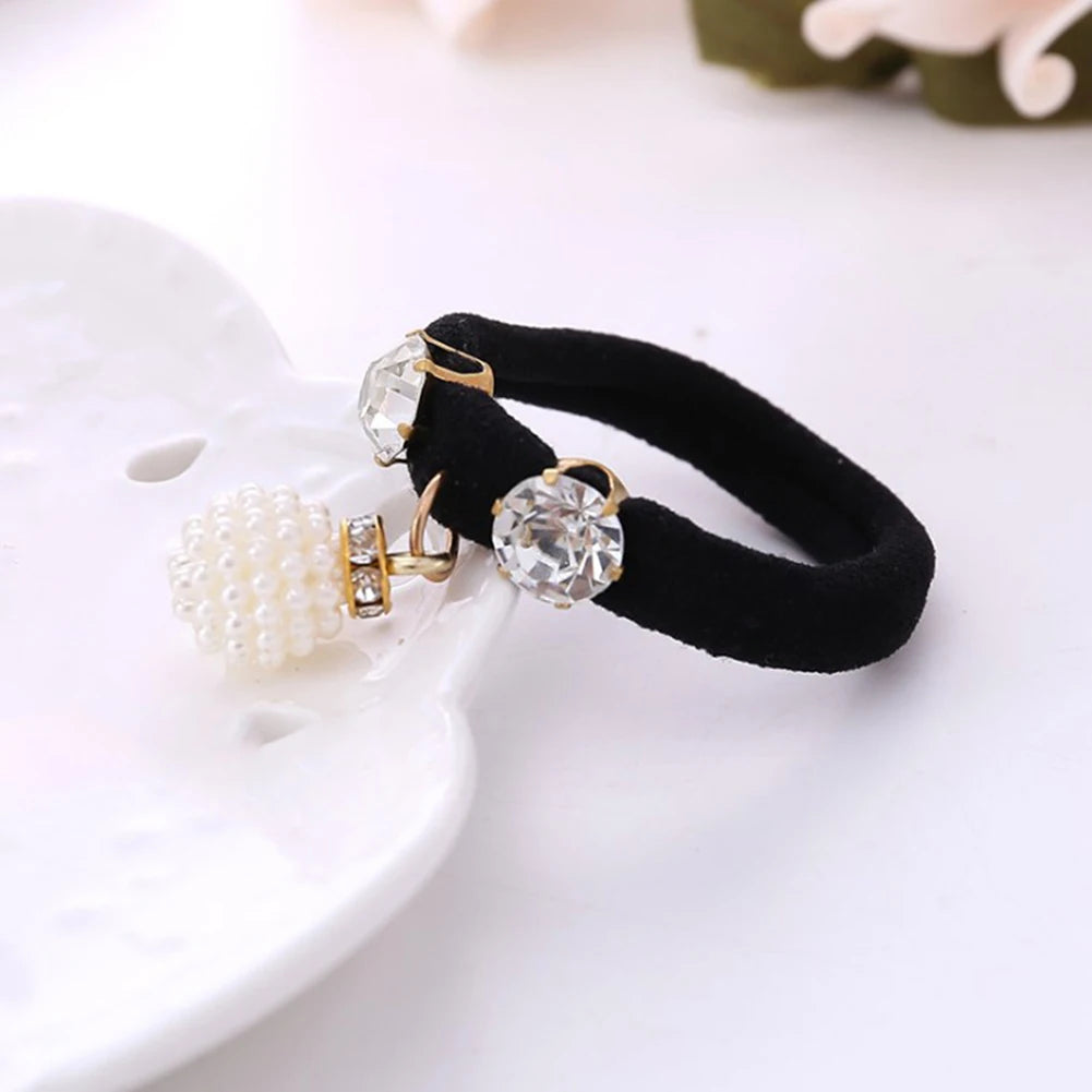 Luxe Noir Sparkle: Singular Black Diamond Elastic Hair Elegance.Hair accessories for brides. Hair accessories in USA. Bride accessories in USA. Bridal hair accessories in USA. Kids hair accessories in USA. Girls hair accessories. Hair products. Beautiful hair accessories.