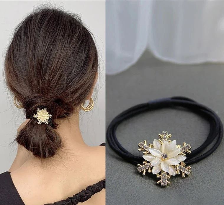 Opulent OpalTress Elegance: Luxe Metal Accent Scrunchies. Hair accessories for brides. Hair accessories in USA. Bride accessories in USA. Bridal hair accessories in USA. Kids hair accessories in USA. Girls hair accessories. Hair products. Beautiful hair accessories.