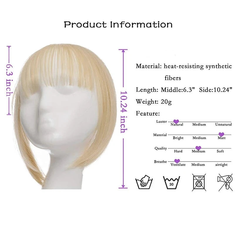 Clip In Blunt Bangs Synthetic Hair Extension