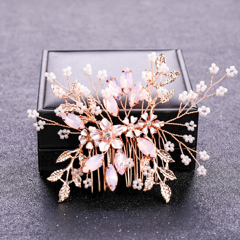 FREE Blossoming Elegance Rose Gold Color Crystal Pearl. Hairxza Hair Accessories. Hair accessories in USA. Bride accessories in USA. Bridal hair accessories in USA. Kids hair accessories in USA. Girls hair accessories. Hair products. Beautiful hair accessories.