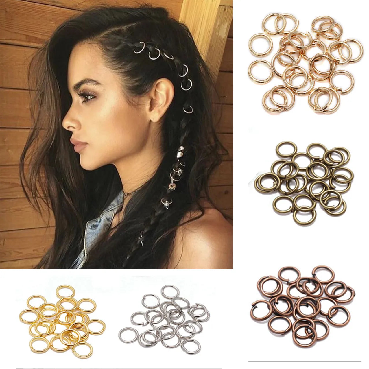 BraidBlitz Elegance: 50-Piece Metal Hair Ring Set - Gold and Silver Hair Rings for Braids, The Ultimate Hair Accessory Collection for Girls and Women