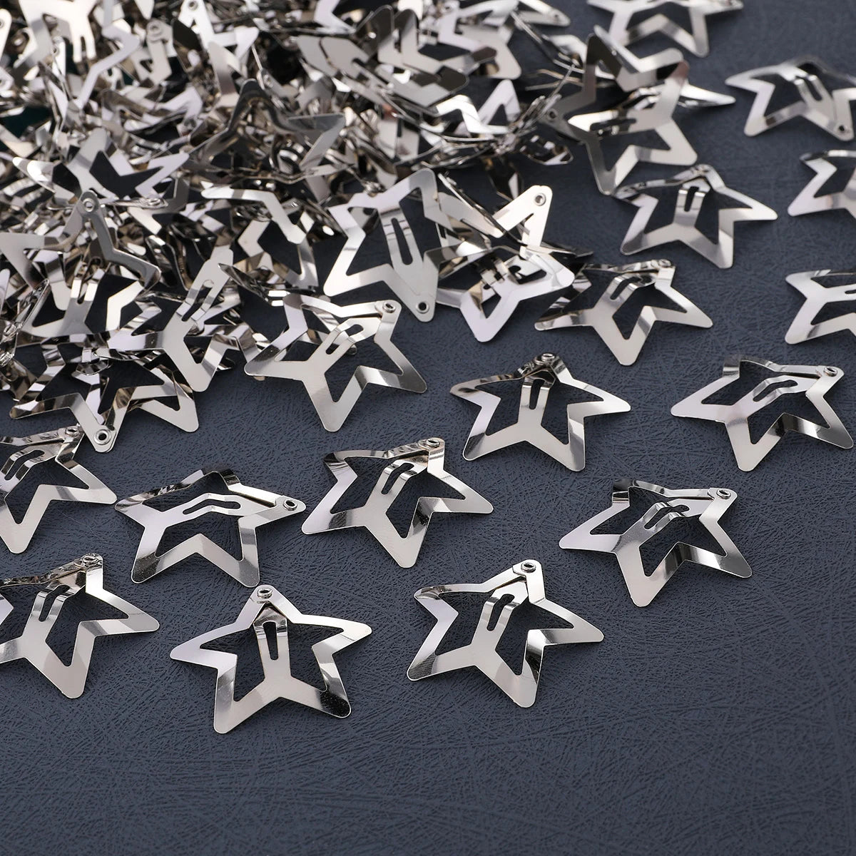 Starlight Glam 50PCS Y2K Silver Star Hair Clips