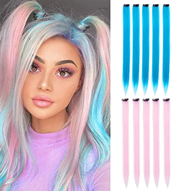 Rainbow Radiance: Colored Clip-In Hairplay Kit for Kids,Ponytails, and Hair Accessories. Hairxza Hair Accessories. Hair accessories in USA. Bride accessories in USA. Bridal hair accessories in USA. Kids hair accessories in USA. Girls hair accessories. Hair products. Beautiful hair accessories.