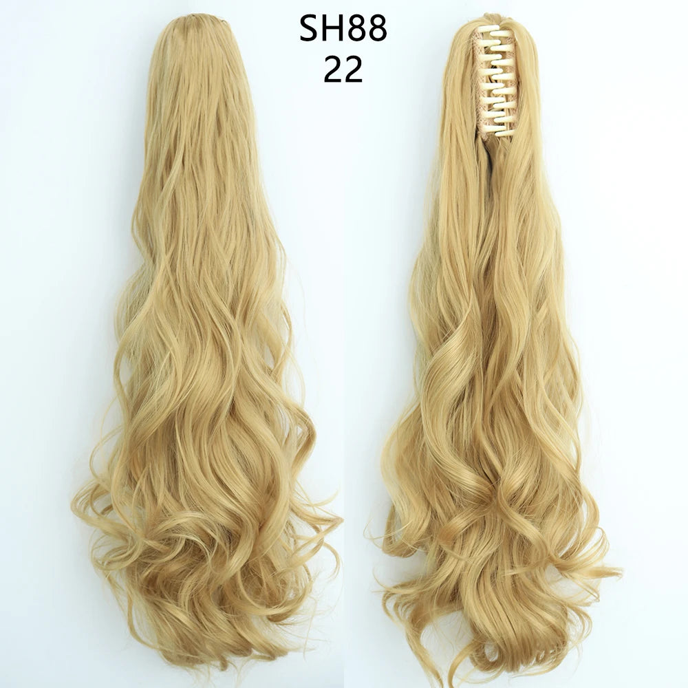 22" Heat Resistant Wavy Claw Clip Ponytail Extension in Golden Black Hair accessories in USA. Bride accessories in USA. Bridal hair accessories in USA. Kids hair accessories in USA. Girls hair accessories. Hair products. Beautiful hair accessories.45489533124844