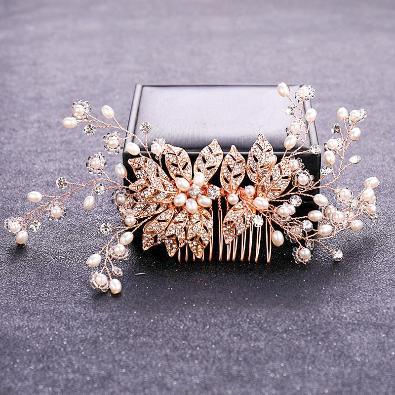 FREE Blossoming Elegance Rose Gold Color Crystal Pearl. Hairxza Hair Accessories. Hair accessories in USA. Bride accessories in USA. Bridal hair accessories in USA. Kids hair accessories in USA. Girls hair accessories. Hair products. Beautiful hair accessories.