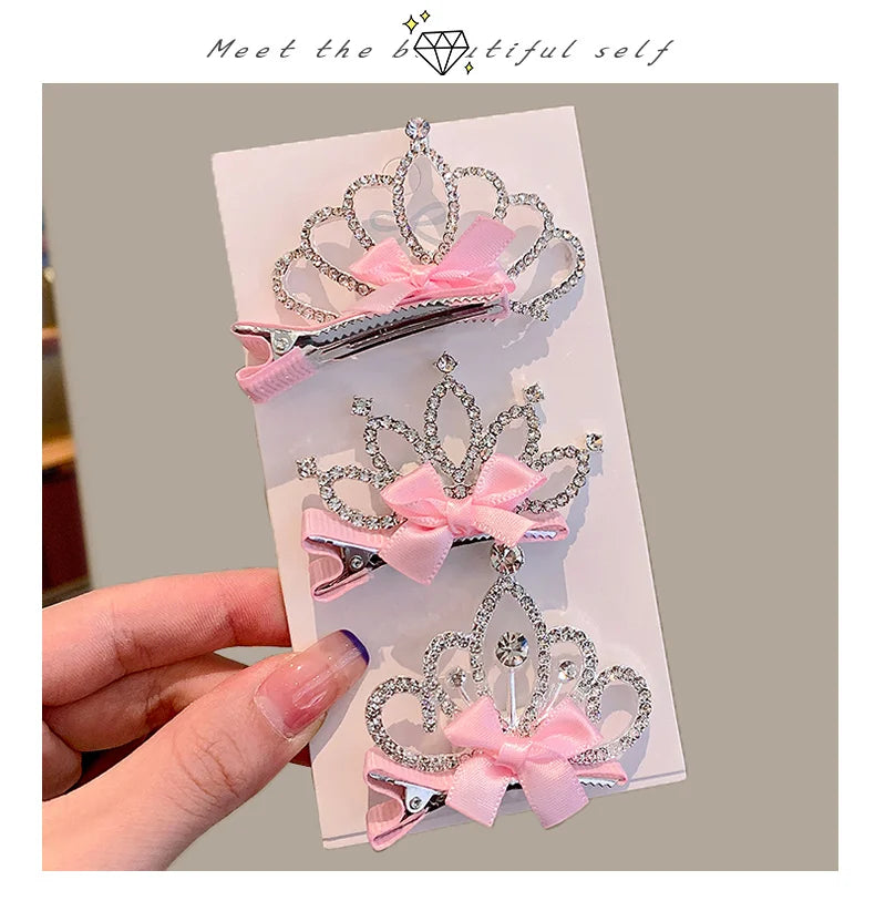 Crowned Cherub: 3D Princess Delight Hairpin Set for Little Royalties