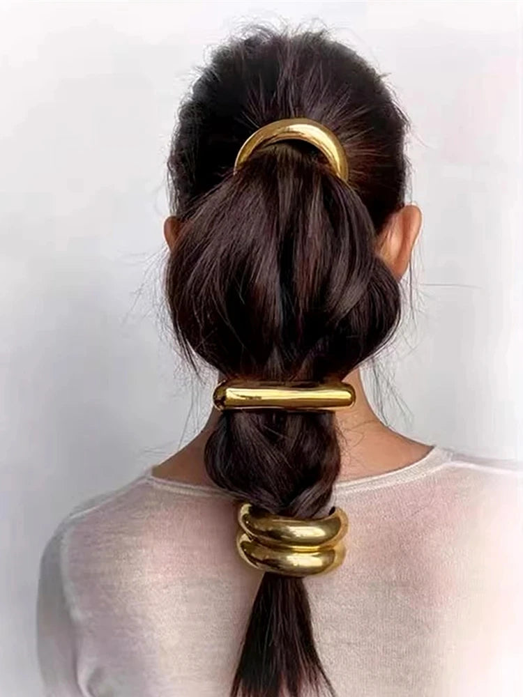 Irregular Elegance Double-Layer Metal Hair Bands & Elastic Hairpins