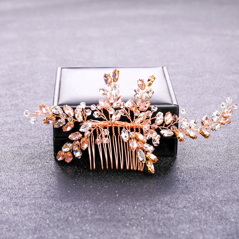 FREE Blossoming Elegance Rose Gold Color Crystal Pearl. Hairxza Hair Accessories. Hair accessories in USA. Bride accessories in USA. Bridal hair accessories in USA. Kids hair accessories in USA. Girls hair accessories. Hair products. Beautiful hair accessories.