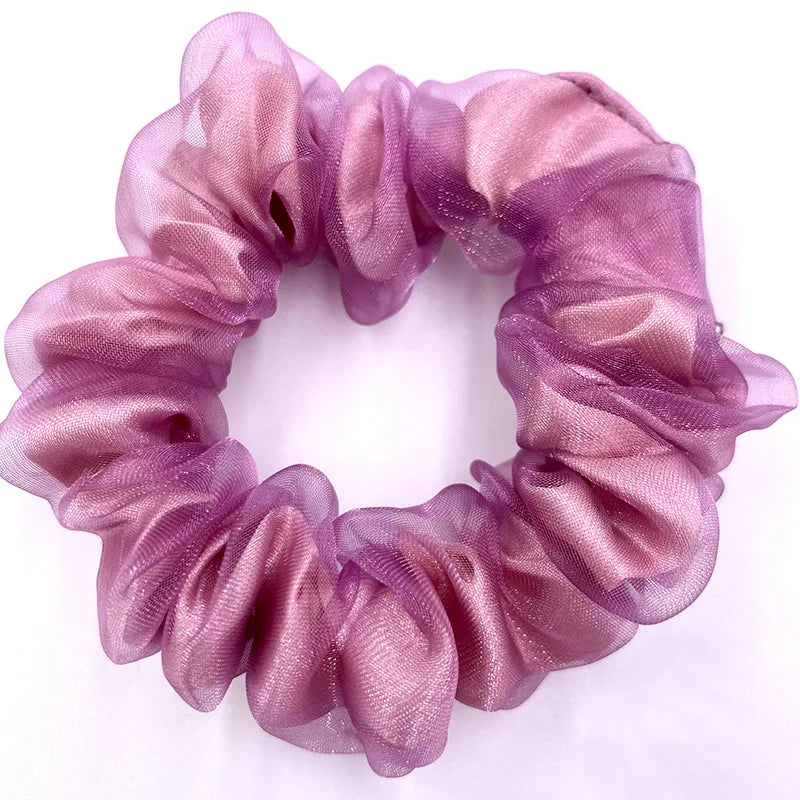 Dazzling Petal Elegance: Crystal-Embellished Floral Fabric Scrunchies. Hair accessories for brides.. Hair accessories in USA. Bride accessories in USA. Bridal hair accessories in USA. Kids hair accessories in USA. Girls hair accessories. Hair products. Beautiful hair accessories.