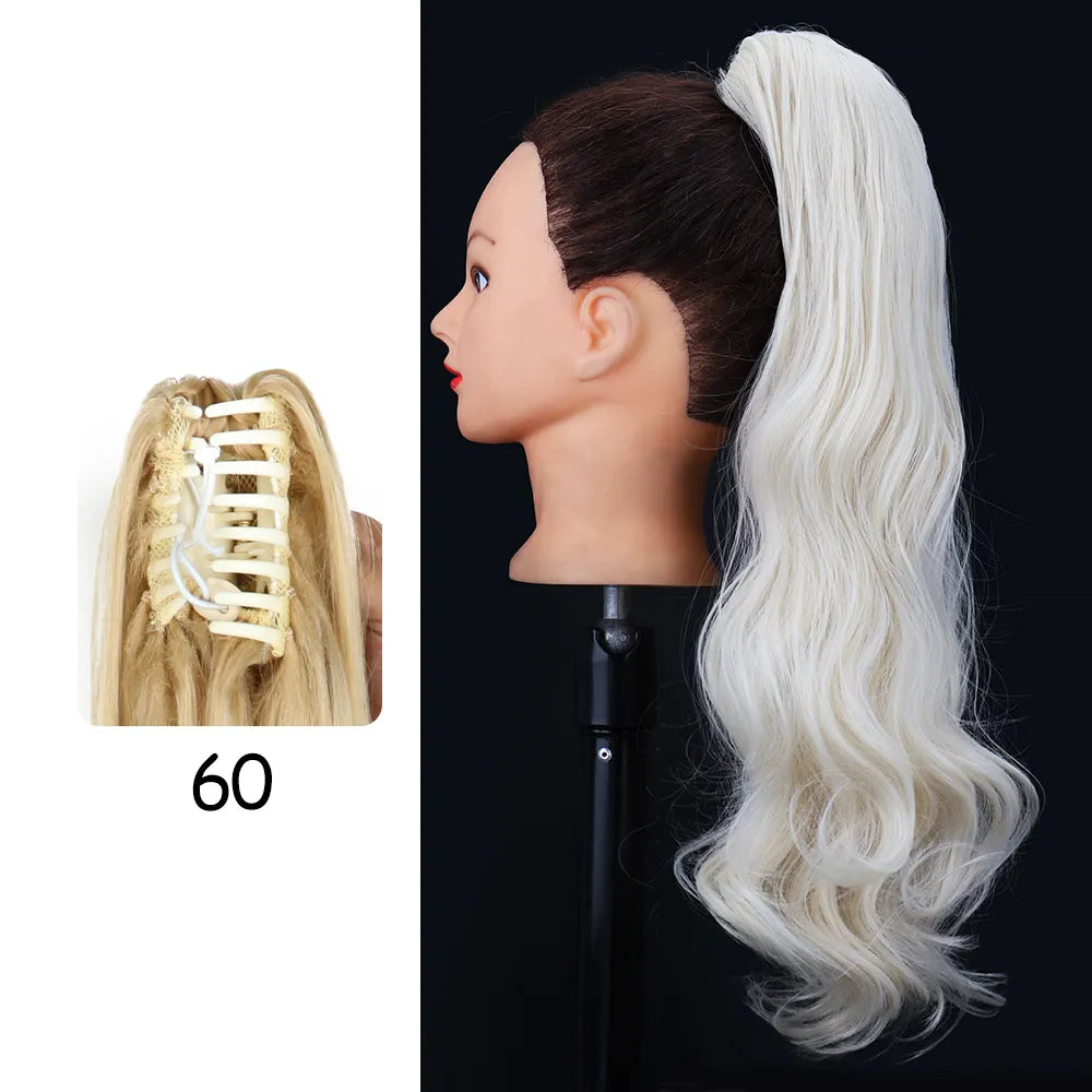 Gilded Waves Glamour: 24-Inch Long Wavy Claw Clip-On Ponytail Extension - Blonde Elegance. Hair accessories in USA. Bride accessories in USA. Bridal hair accessories in USA. Kids hair accessories in USA. Girls hair accessories. Hair products. Beautiful hair accessories.