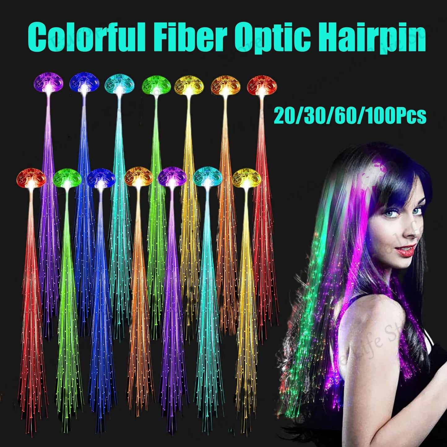 GlowGalore Halloween Sparkle Set: 20-100 LED Fiber Optic Hairlights. Hair accessories in USA. Bride accessories in USA. Bridal hair accessories in USA. Kids hair accessories in USA. Girls hair accessories. Hair products. Beautiful hair accessories.