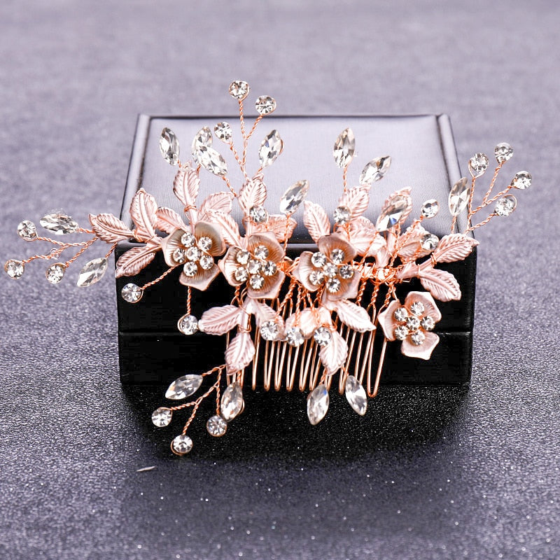 FREE Blossoming Elegance Rose Gold Color Crystal Pearl. Hairxza Hair Accessories. Hair accessories in USA. Bride accessories in USA. Bridal hair accessories in USA. Kids hair accessories in USA. Girls hair accessories. Hair products. Beautiful hair accessories.