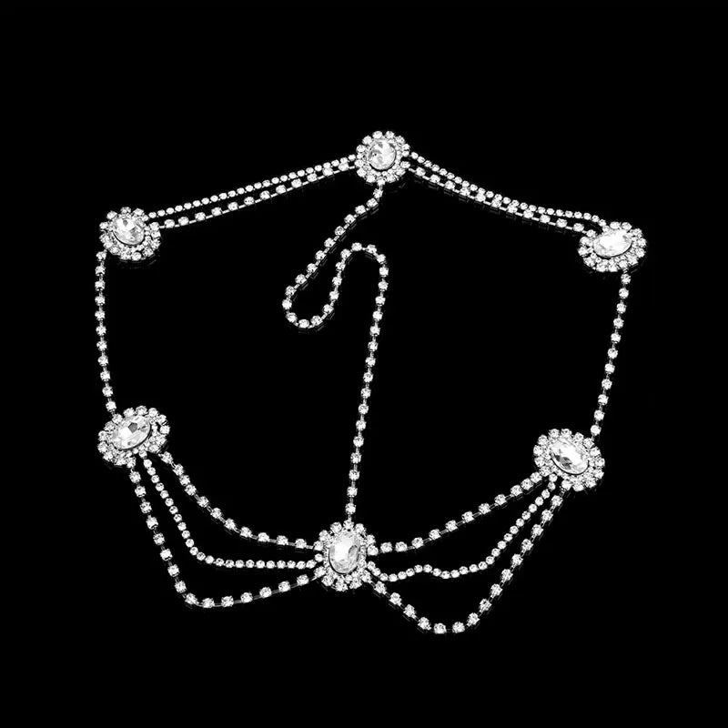 Dazzling Elegance: Crystal Cascade Bridal Head Chain.Hair accessories in USA. Bride accessories in USA. Bridal hair accessories in USA. Kids hair accessories in USA. Girls hair accessories. Hair products. Beautiful hair accessories.