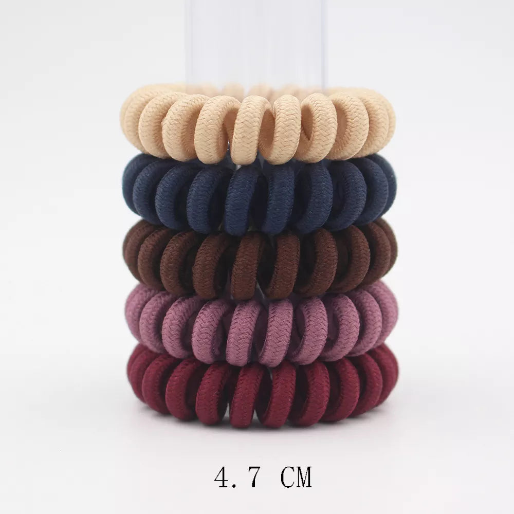 Frost Flex Chic Coil Collection: 5Pcs Matt Solid Telephone Wire Elastic Hair Bands. Hairxza Hair Accessories. Hair accessories in USA. Bride accessories in USA. Bridal hair accessories in USA. Kids hair accessories in USA. Girls hair accessories. Hair products. Beautiful hair accessories.