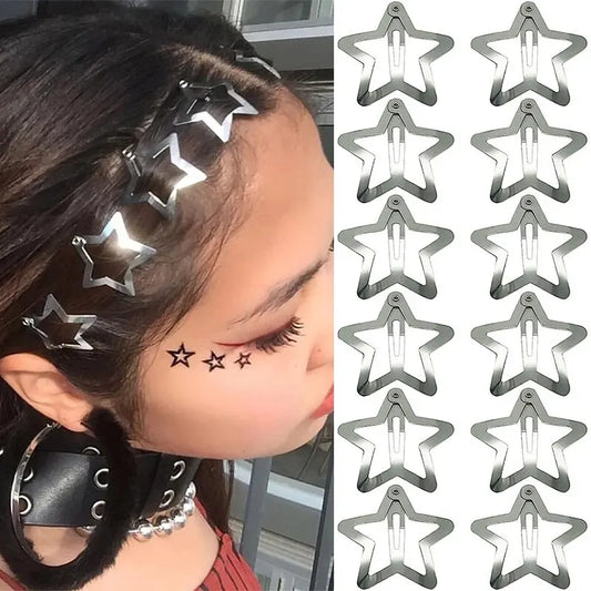 Starlight Glam 50PCS Y2K Silver Star Hair Clips