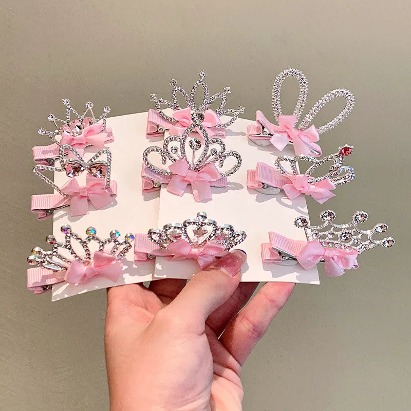 Crowned Cherub: 3D Princess Delight Hairpin Set for Little Royalties