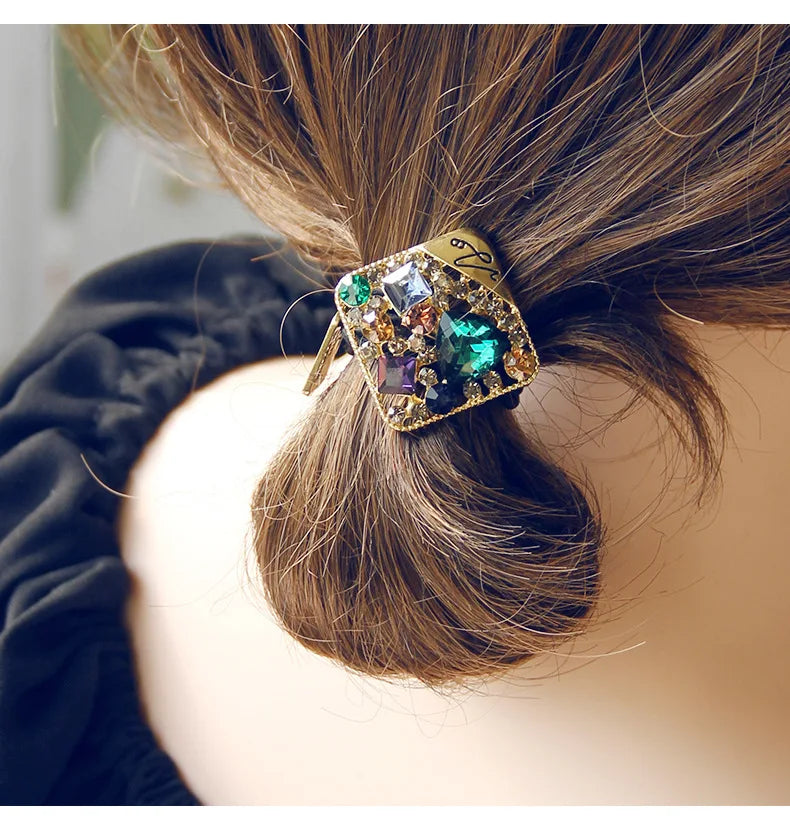 Rhinestone Glam Elastic Hair Bands