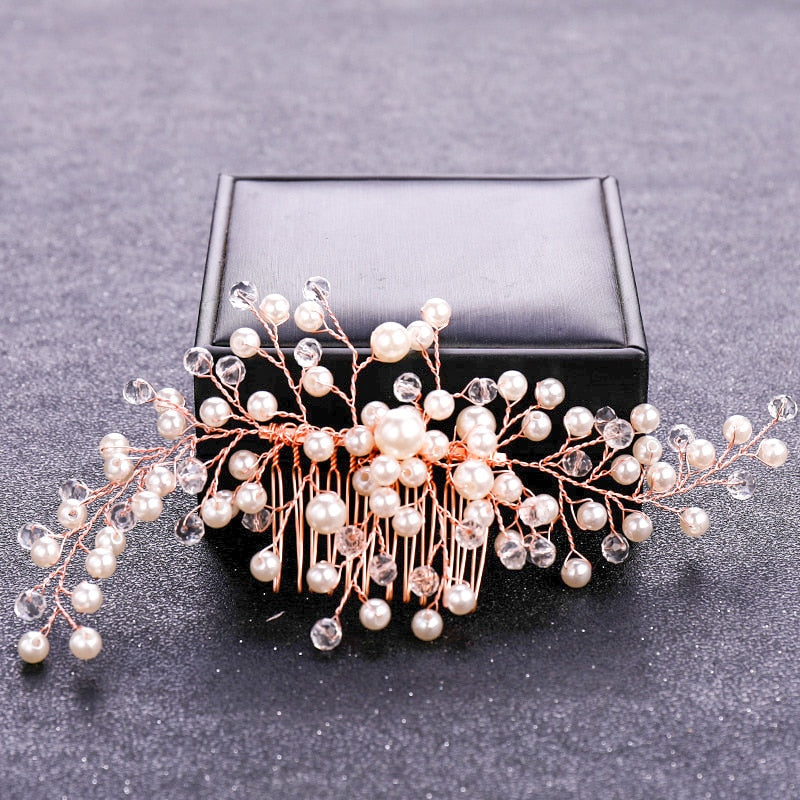 FREE Blossoming Elegance Rose Gold Color Crystal Pearl. Hairxza Hair Accessories. Hair accessories in USA. Bride accessories in USA. Bridal hair accessories in USA. Kids hair accessories in USA. Girls hair accessories. Hair products. Beautiful hair accessories.