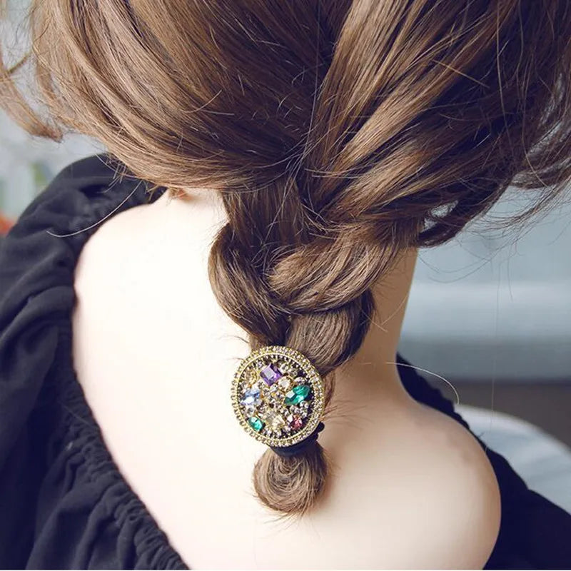 Rhinestone Glam Elastic Hair Bands