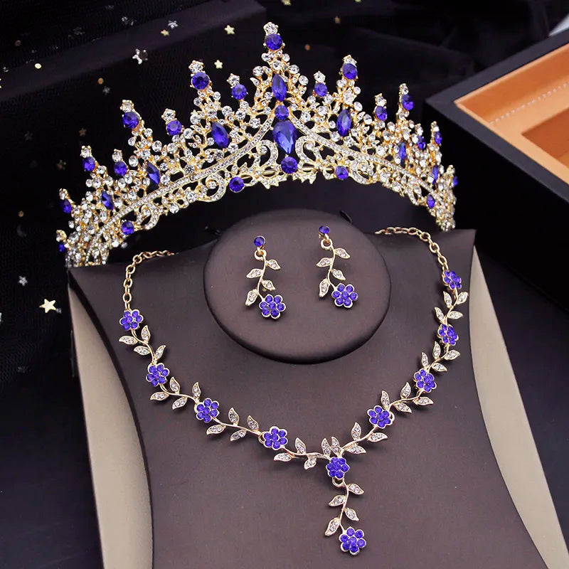 RoyalBlooms Crystal Elegance: Bridal Tiara and Flower Choker Set, wedding and party. Hair accessories in USA. Bride accessories in USA. Bridal hair accessories in USA. Kids hair accessories in USA. Girls hair accessories. Hair products. Beautiful hair accessories.