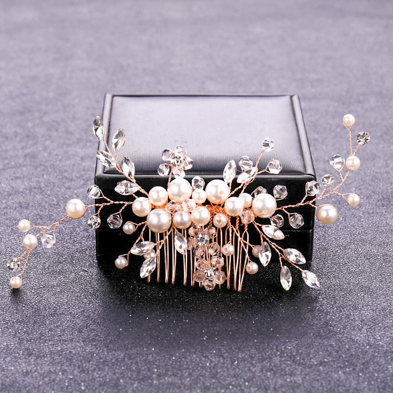 FREE Blossoming Elegance Rose Gold Color Crystal Pearl. Hairxza Hair Accessories. Hair accessories in USA. Bride accessories in USA. Bridal hair accessories in USA. Kids hair accessories in USA. Girls hair accessories. Hair products. Beautiful hair accessories.