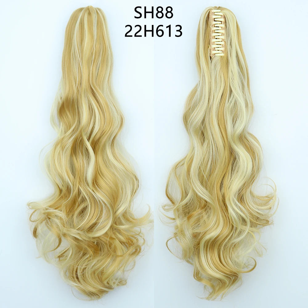 22" Heat Resistant Wavy Claw Clip Ponytail Extension in Golden Black Hair accessories in USA. Bride accessories in USA. Bridal hair accessories in USA. Kids hair accessories in USA. Girls hair accessories. Hair products. Beautiful hair accessories.45489533190380