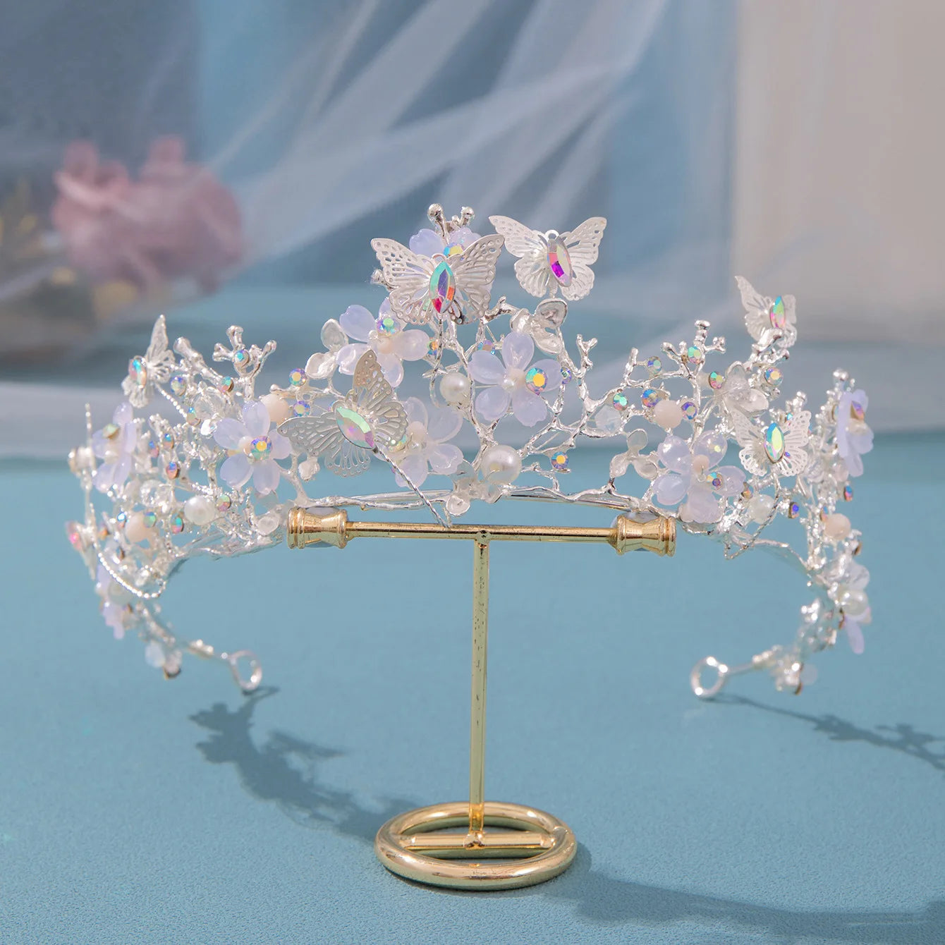 Enchanting Butterfly Elegance: Crystal Bloom Jewelry Ensemble.Hair accessories in USA. Bride accessories in USA. Bridal hair accessories in USA. Kids hair accessories in USA. Girls hair accessories. Hair products. Beautiful hair accessories.