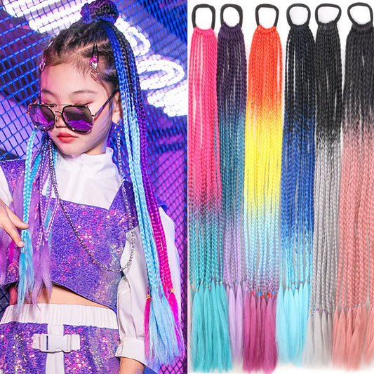 Rainbow Rhapsody 24-inch Braided Ponytail Extension,Ponytails, and Hair Accessories. Hairxza Hair Accessories. Hair accessories in USA. Bride accessories in USA. Bridal hair accessories in USA. Kids hair accessories in USA. Girls hair accessories. Hair products. Beautiful hair accessories.