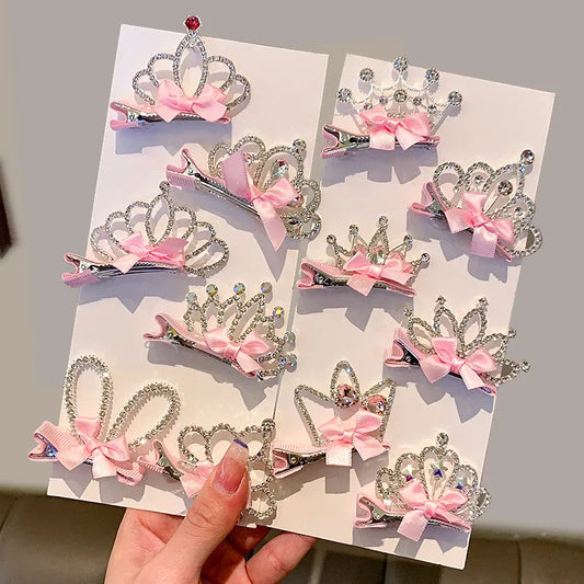 Crowned Cherub: 3D Princess Delight Hairpin Set for Little Royalties