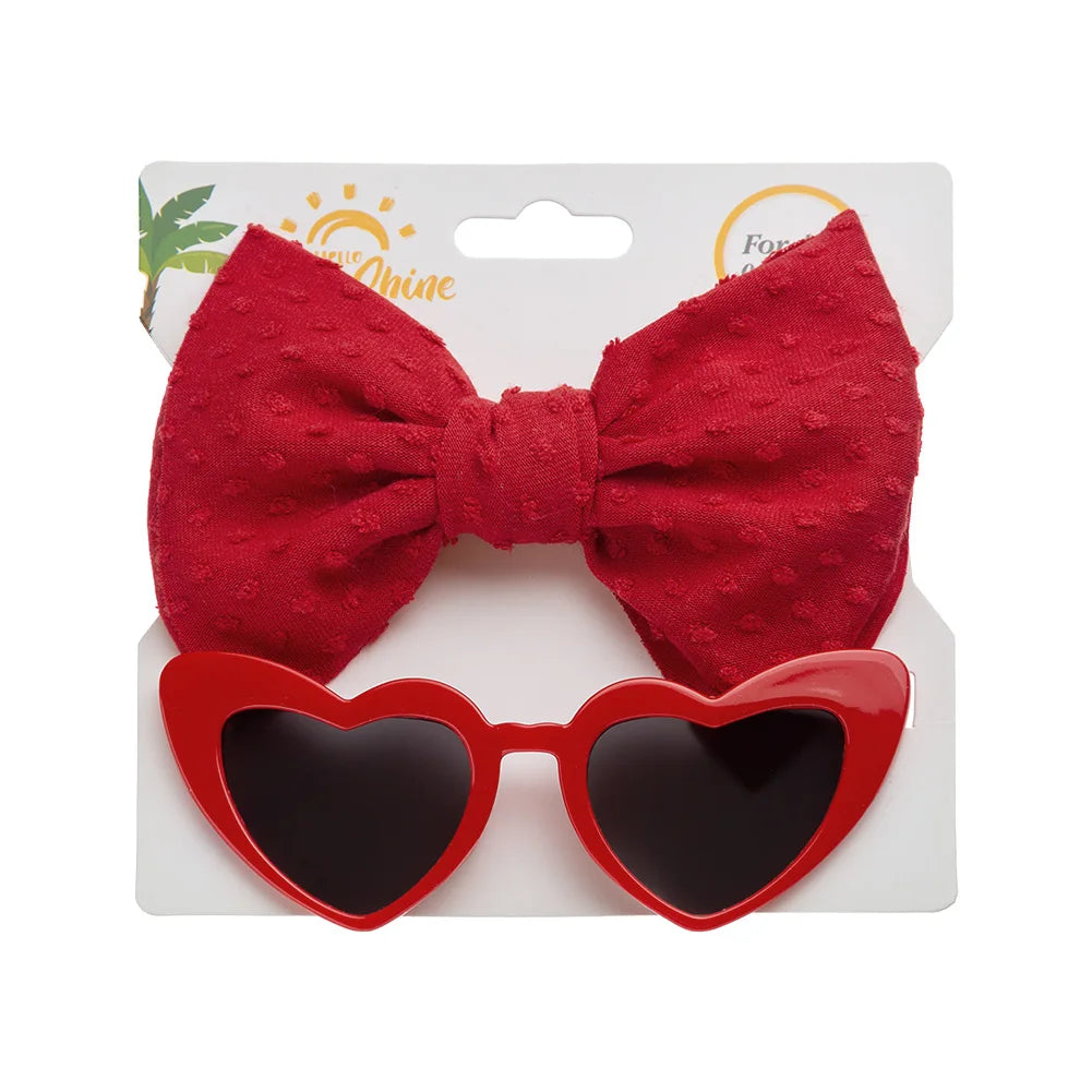 Retro Heart Baby Sunglasses & Bow Headbands Set. Hairxza Hair Accessories.Hair accessories in USA. Bride accessories in USA. Bridal hair accessories in USA. Kids hair accessories in USA. Girls hair accessories. Hair products. Beautiful hair accessories.