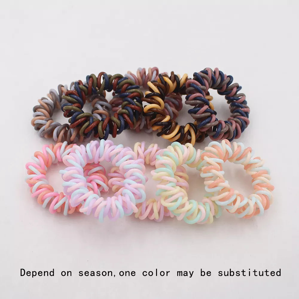 Frost Flex Chic Coil Collection: 5Pcs Matt Solid Telephone Wire Elastic Hair Bands. Hairxza Hair Accessories. Hair accessories in USA. Bride accessories in USA. Bridal hair accessories in USA. Kids hair accessories in USA. Girls hair accessories. Hair products. Beautiful hair accessories.