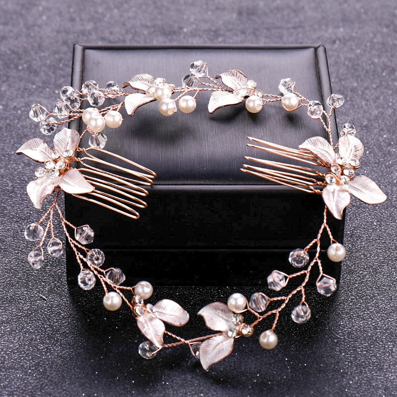 FREE Blossoming Elegance Rose Gold Color Crystal Pearl. Hairxza Hair Accessories. Hair accessories in USA. Bride accessories in USA. Bridal hair accessories in USA. Kids hair accessories in USA. Girls hair accessories. Hair products. Beautiful hair accessories.