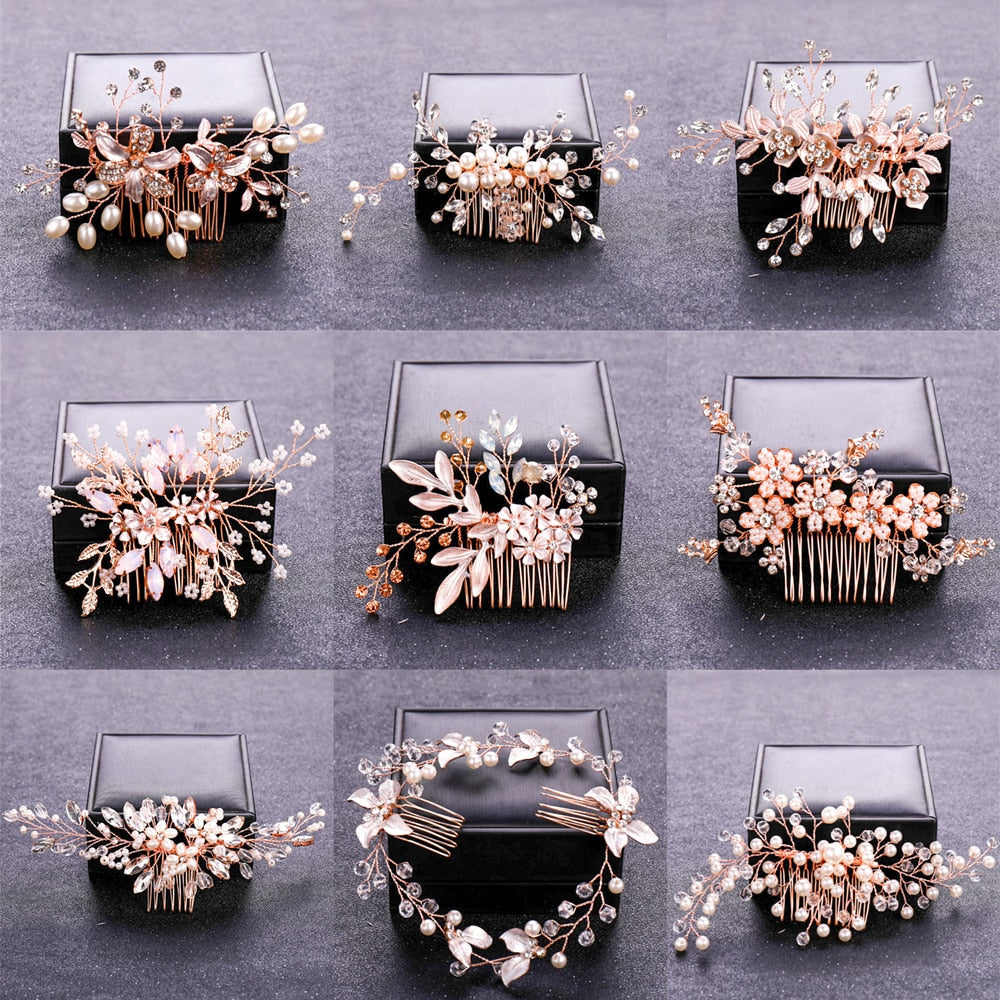 FREE Blossoming Elegance Rose Gold Color Crystal Pearl. Hairxza Hair Accessories. Hair accessories in USA. Bride accessories in USA. Bridal hair accessories in USA. Kids hair accessories in USA. Girls hair accessories. Hair products. Beautiful hair accessories.