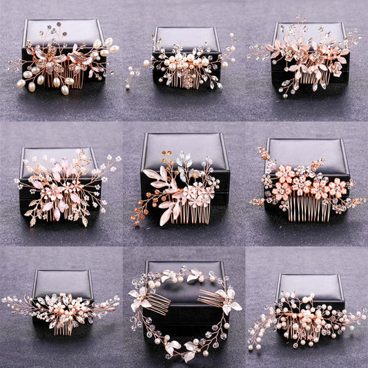 FREE Blossoming Elegance Rose Gold Color Crystal Pearl. Hairxza Hair Accessories. Hair accessories in USA. Bride accessories in USA. Bridal hair accessories in USA. Kids hair accessories in USA. Girls hair accessories. Hair products. Beautiful hair accessories.