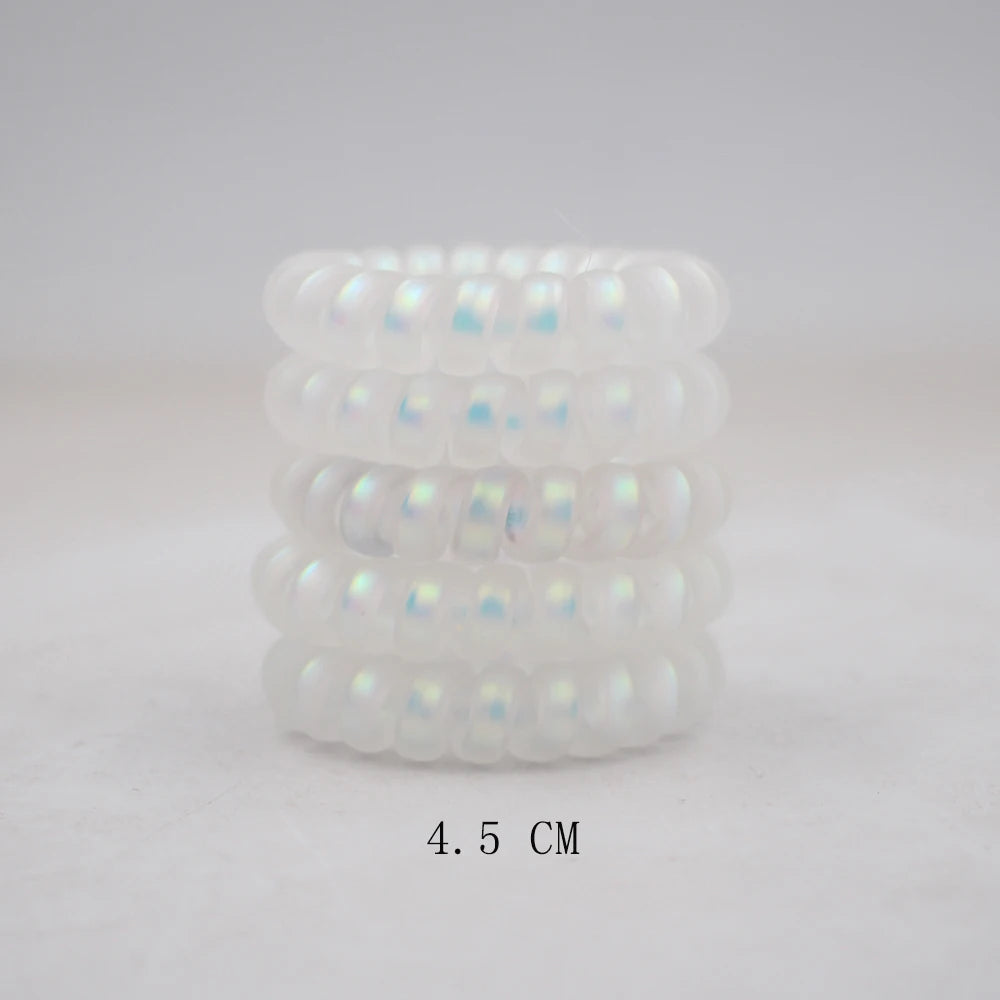 Frost Flex Chic Coil Collection: 5Pcs Matt Solid Telephone Wire Elastic Hair Bands. Hairxza Hair Accessories. Hair accessories in USA. Bride accessories in USA. Bridal hair accessories in USA. Kids hair accessories in USA. Girls hair accessories. Hair products. Beautiful hair accessories.