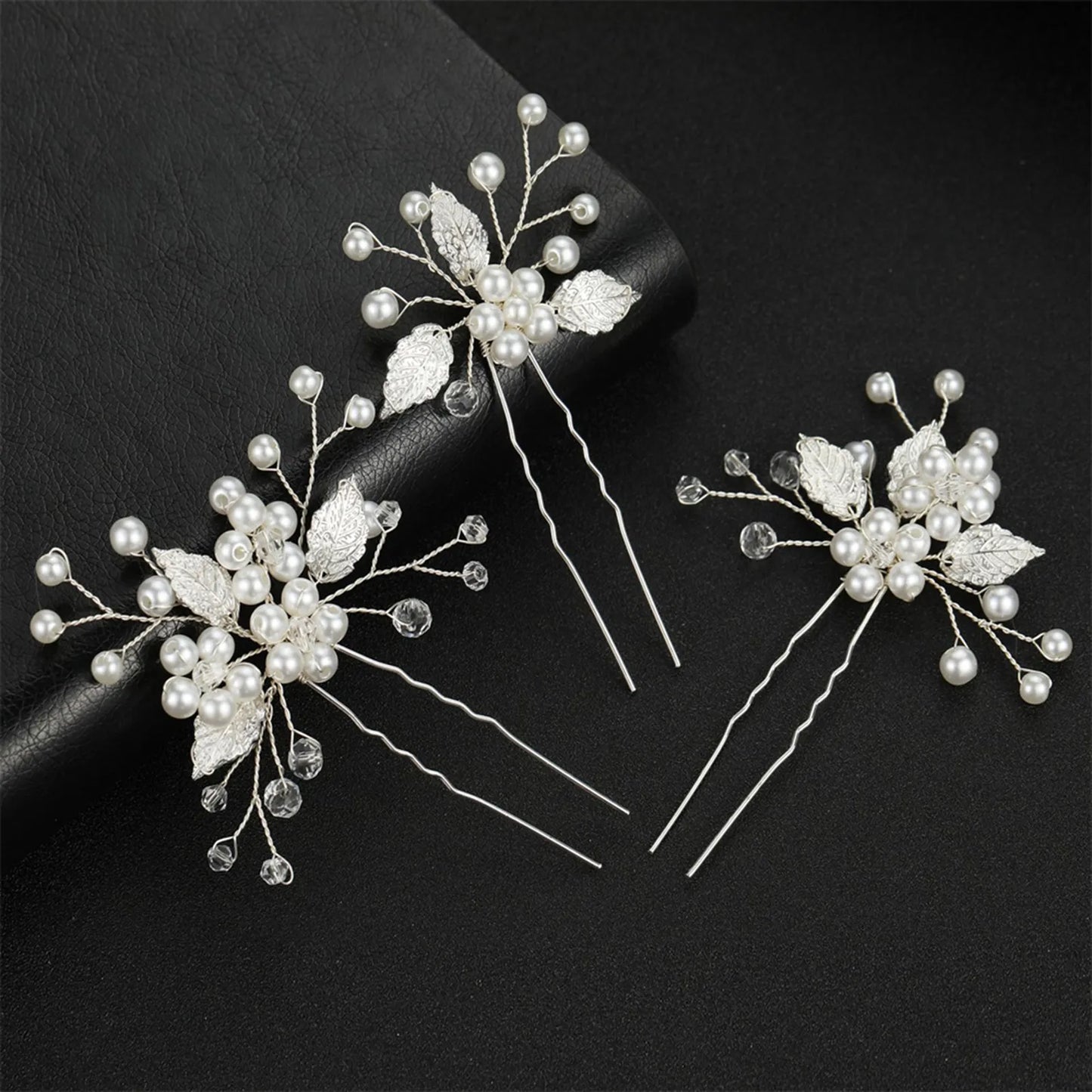 Golden Blossom Elegance: Pearl Flower Hairpin Side Comb