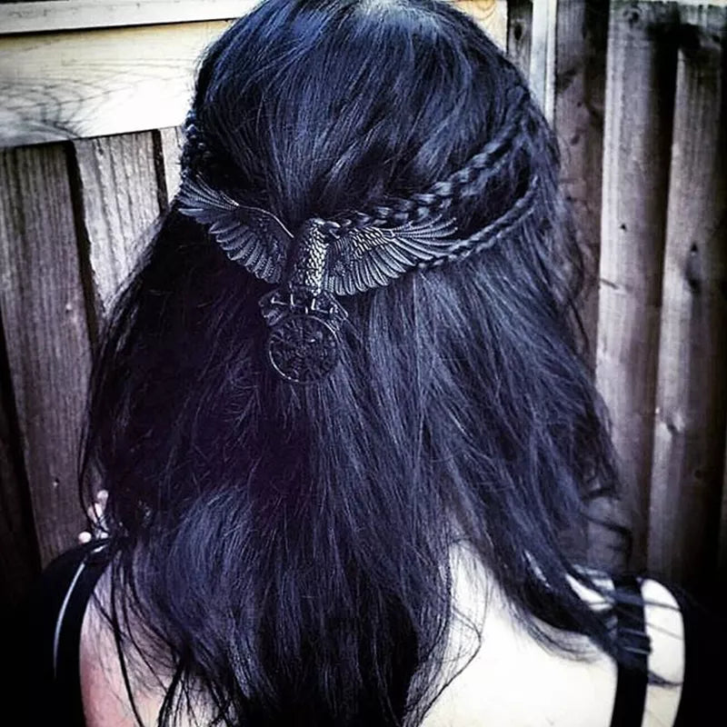 Viking Noir Oversized Crow Hair Elegance Hairxza Hair Accessories. Hair accessories in USA. Bride accessories in USA. Bridal hair accessories in USA. Kids hair accessories in USA. Girls hair accessories. Hair products. Beautiful hair accessories.