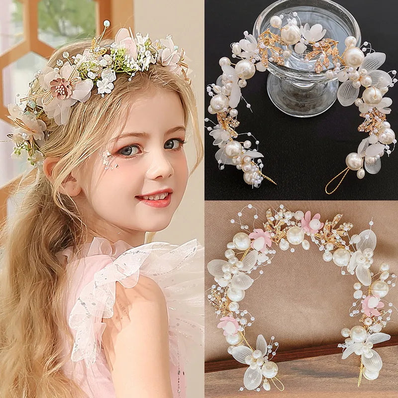 Pearl Petal Radiance: Elegant Floral Bridal Headband. Hairxza Hair Accessories. Hair accessories in USA. Bride accessories in USA. Bridal hair accessories in USA. Kids hair accessories in USA. Girls hair accessories. Hair products. Beautiful hair accessories