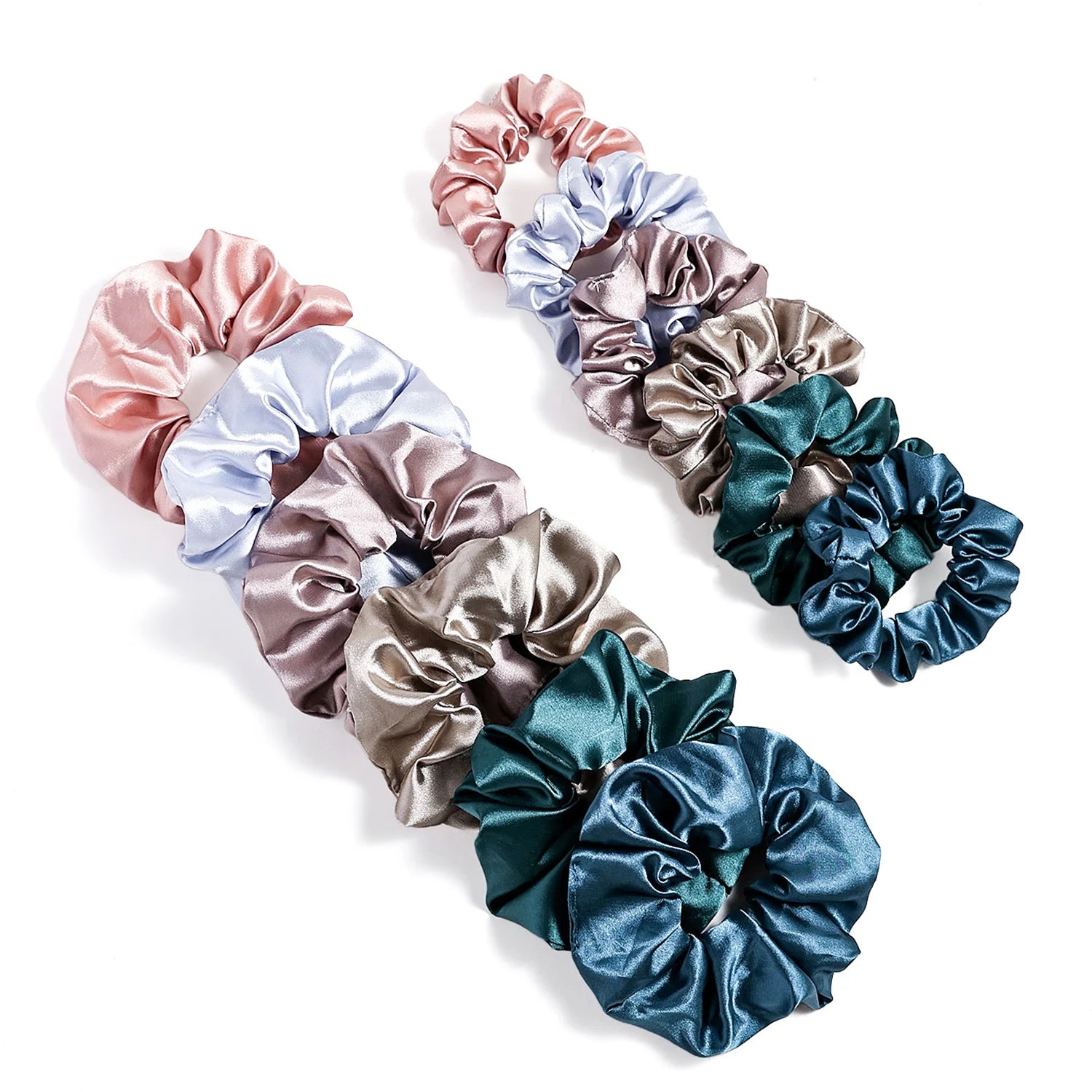 12-Piece Women's Satin Hair Tie Set.Hair accessories in USA. Bride accessories in USA. Bridal hair accessories in USA. Kids hair accessories in USA. Girls hair accessories. Hair products. Beautiful hair accessories.