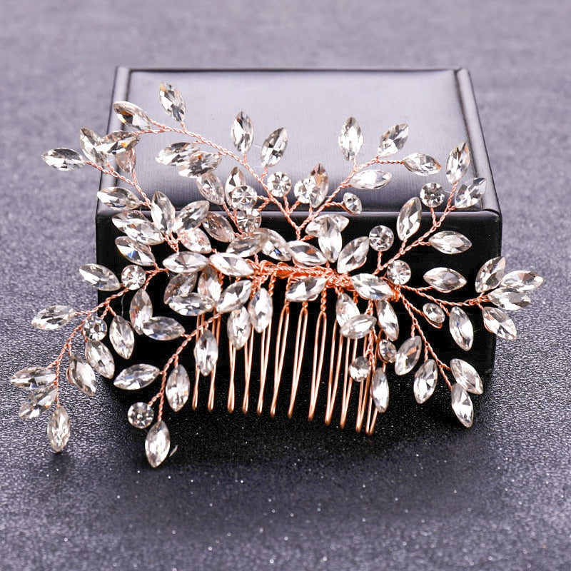 FREE Blossoming Elegance Rose Gold Color Crystal Pearl. Hairxza Hair Accessories. Hair accessories in USA. Bride accessories in USA. Bridal hair accessories in USA. Kids hair accessories in USA. Girls hair accessories. Hair products. Beautiful hair accessories.