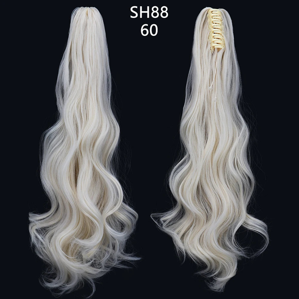 22" Heat Resistant Wavy Claw Clip Ponytail Extension in Golden Black Hair accessories in USA. Bride accessories in USA. Bridal hair accessories in USA. Kids hair accessories in USA. Girls hair accessories. Hair products. Beautiful hair accessories.