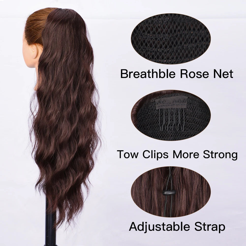 Synthetic Long Natural Wave Clip-In Ponytail Hair Extension,Hairxza Hair Accessories. Hair accessories in USA. Bride accessories in USA. Bridal hair accessories in USA. Kids hair accessories in USA. Girls hair accessories. Hair products. Beautiful hair accessories.