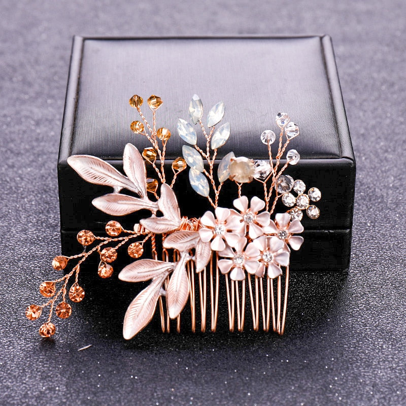 FREE Blossoming Elegance Rose Gold Color Crystal Pearl. Hairxza Hair Accessories. Hair accessories in USA. Bride accessories in USA. Bridal hair accessories in USA. Kids hair accessories in USA. Girls hair accessories. Hair products. Beautiful hair accessories.