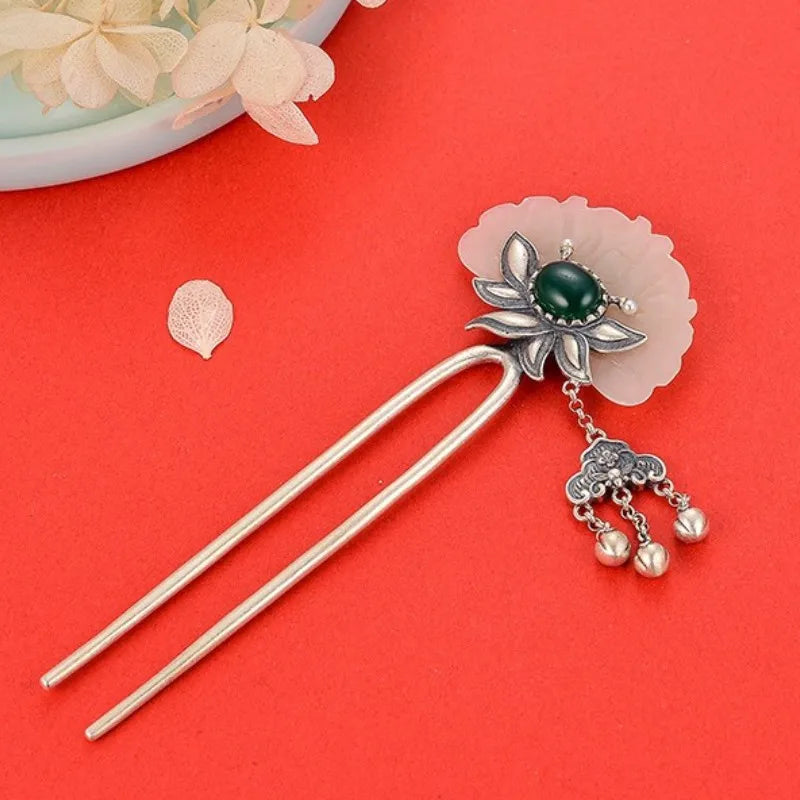 S925 Sterling Silver Hairpin Lotus Elegance Sterling Silver Hairpin