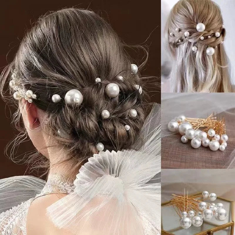 Golden Blossom Elegance: Pearl Flower Hairpin Side Comb