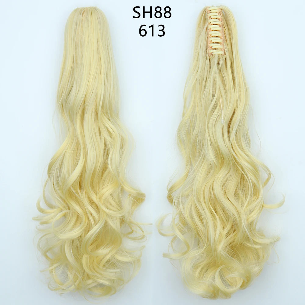 22" Heat Resistant Wavy Claw Clip Ponytail Extension in Golden Black Hair accessories in USA. Bride accessories in USA. Bridal hair accessories in USA. Kids hair accessories in USA. Girls hair accessories. Hair products. Beautiful hair accessories.