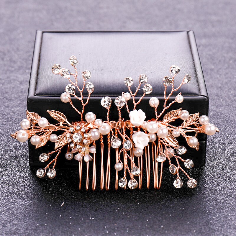 FREE Blossoming Elegance Rose Gold Color Crystal Pearl. Hairxza Hair Accessories. Hair accessories in USA. Bride accessories in USA. Bridal hair accessories in USA. Kids hair accessories in USA. Girls hair accessories. Hair products. Beautiful hair accessories.