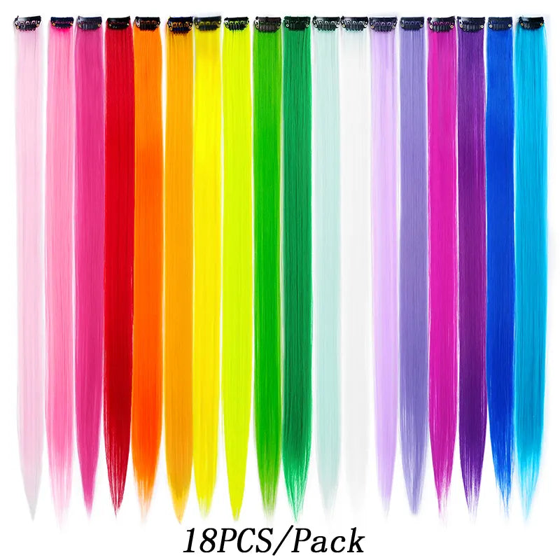 Rainbow Radiance: Colored Clip-In Hairplay Kit for Kids,Ponytails, and Hair Accessories. Hairxza Hair Accessories. Hair accessories in USA. Bride accessories in USA. Bridal hair accessories in USA. Kids hair accessories in USA. Girls hair accessories. Hair products. Beautiful hair accessories.