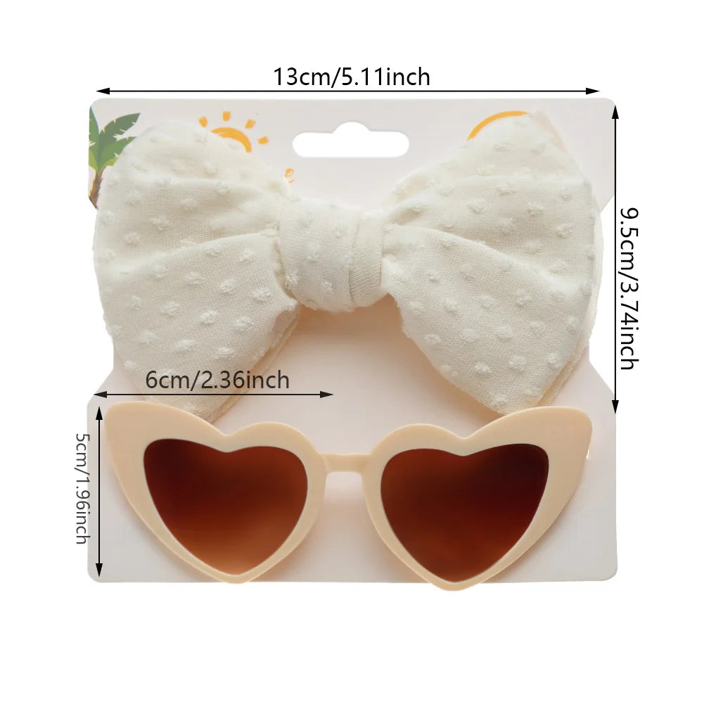 Retro Heart Baby Sunglasses & Bow Headbands Set. Hairxza Hair Accessories.Hair accessories in USA. Bride accessories in USA. Bridal hair accessories in USA. Kids hair accessories in USA. Girls hair accessories. Hair products. Beautiful hair accessories.